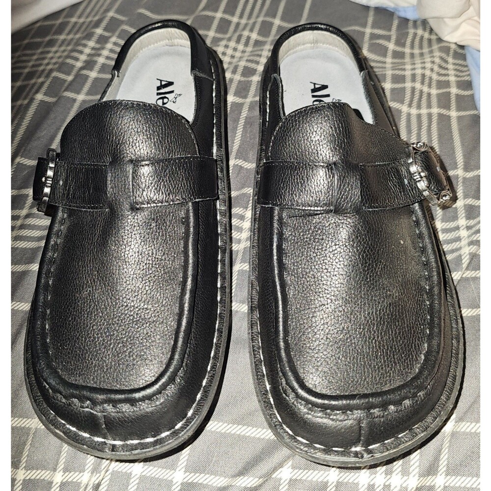 Alegria BRI-161 Black Leather Mule Clogs Slip On Shoes Women's EU 36 US 6